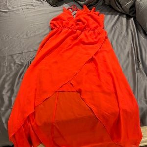 TD Red strap midi dress